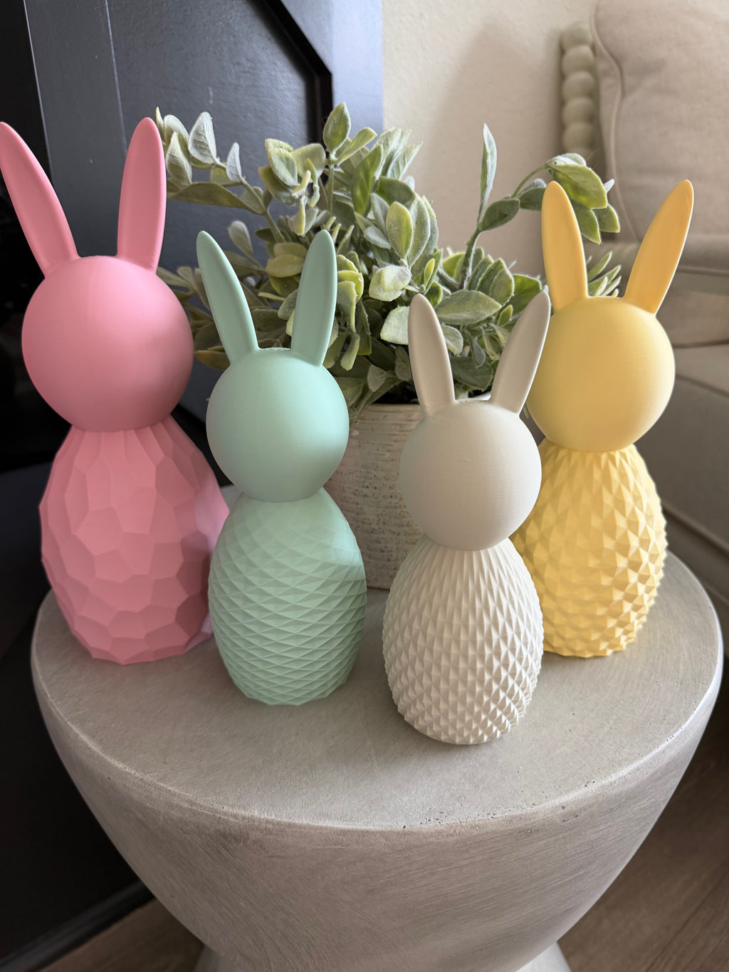 Set of 4 Modern Easter Bunnies – 3D Printed Spring Decor 🐰