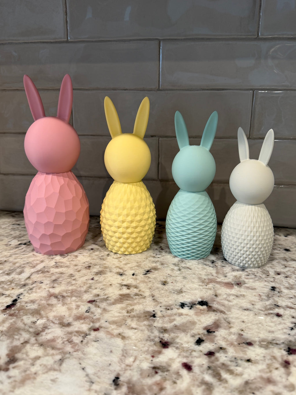 Set of 4 Modern Easter Bunnies – 3D Printed Spring Decor 🐰