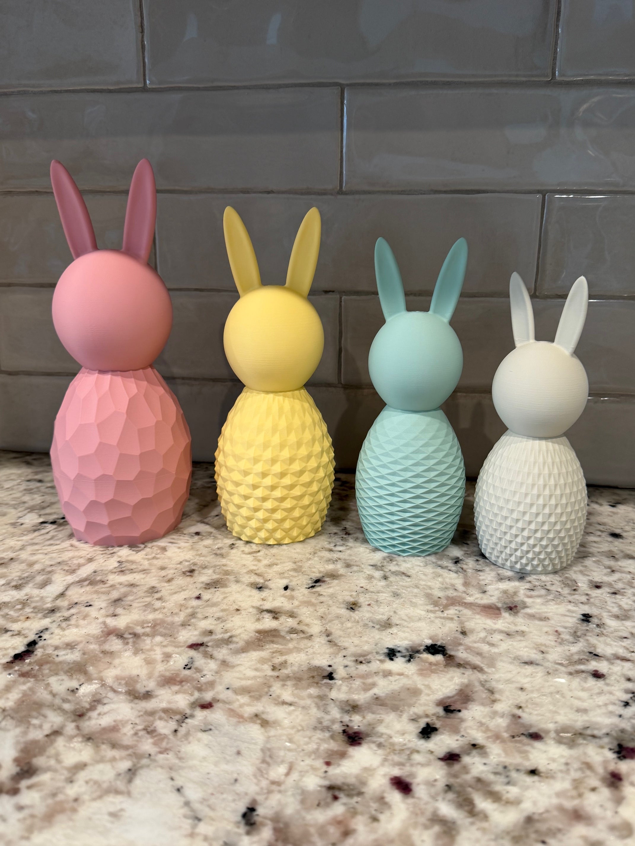 Set of 4 Modern Easter Bunnies – 3D Printed Spring Decor 🐰